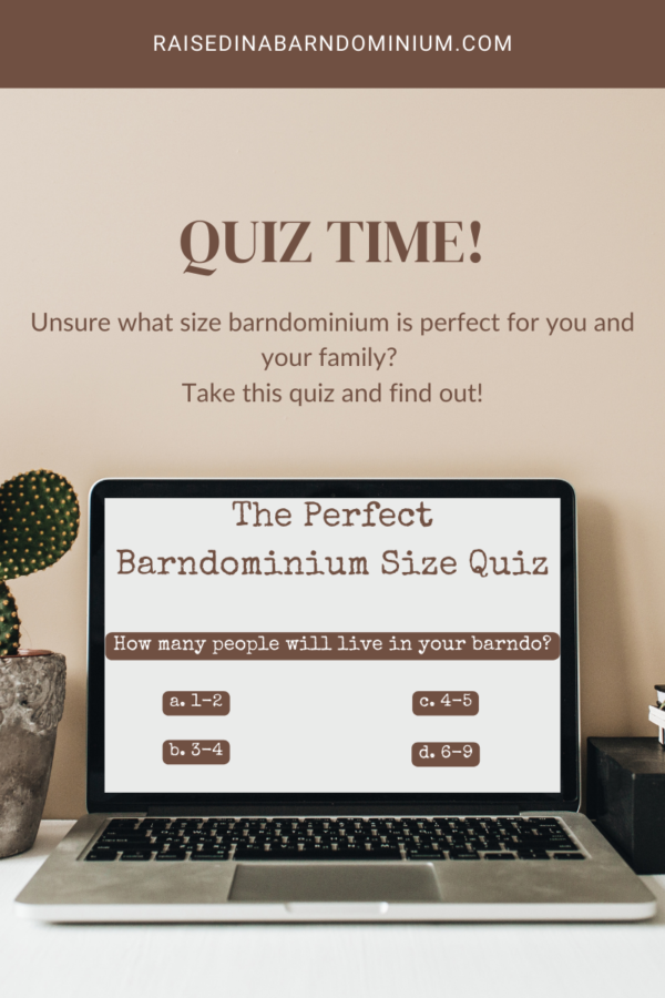 Barndominium Size Quiz imaged displayed on a laptop screen